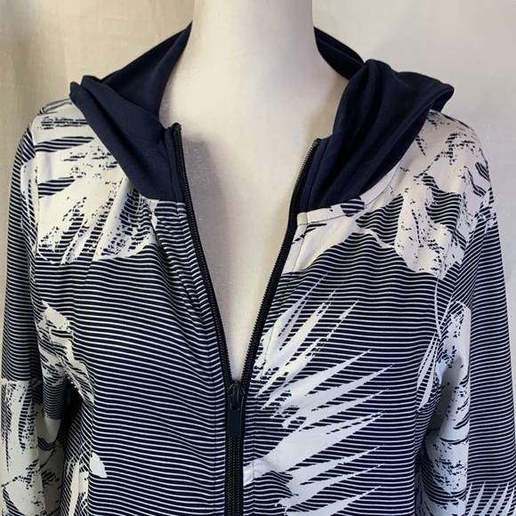 Christopher & Banks Oversized Hooded Striped Zip Up Jacket - Picture 3 of 11